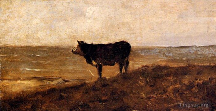 Charles-François Daubigny Oil Painting - The Lone Cow