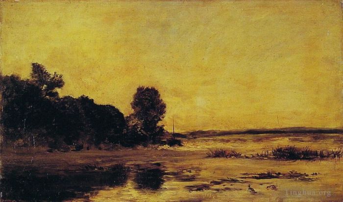 Charles-François Daubigny Oil Painting - By the sea