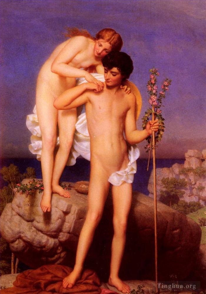 Charles Gleyre Oil Painting - Nude Marc Daphnis Et Chloe Revenant De La Montagne nude