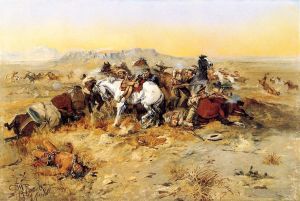 Artist Charles Marion Russell's Work - A Desperate Stand cowboy