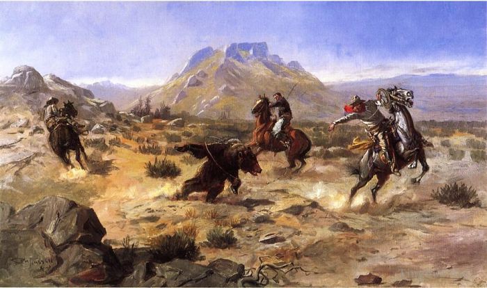Charles Marion Russell Oil Painting - Capturing the Grizzly