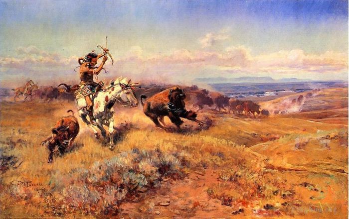Charles Marion Russell Oil Painting - Horse of the Hunter aka Fresh Meat