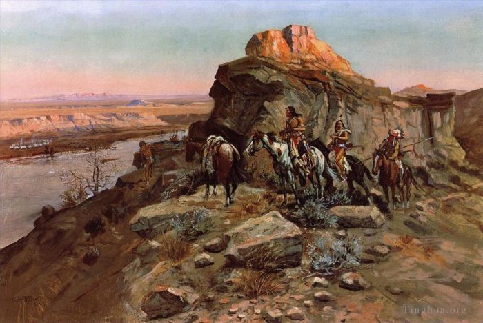 Charles Marion Russell Oil Painting - Planning the Attack