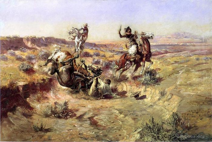 Charles Marion Russell Oil Painting - The Broken Rope