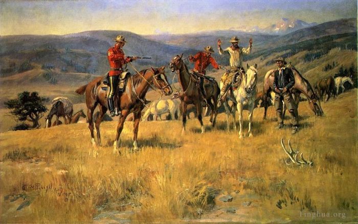 Charles Marion Russell Oil Painting - When Law Dulls the Edge of Chance