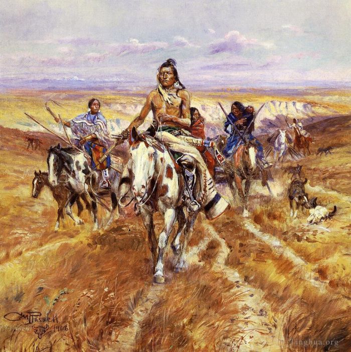 Charles Marion Russell Oil Painting - When the Plains Were His