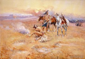Artist Charles Marion Russell's Work - Blackfeet Burning Crow Buffalo Range
