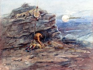 Artist Charles Marion Russell's Work - Mourning Her Warrior Dead