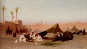 Artist Charles-Théodore Frère's Work - A Late Afternoon Meal At An Encampment Cairo