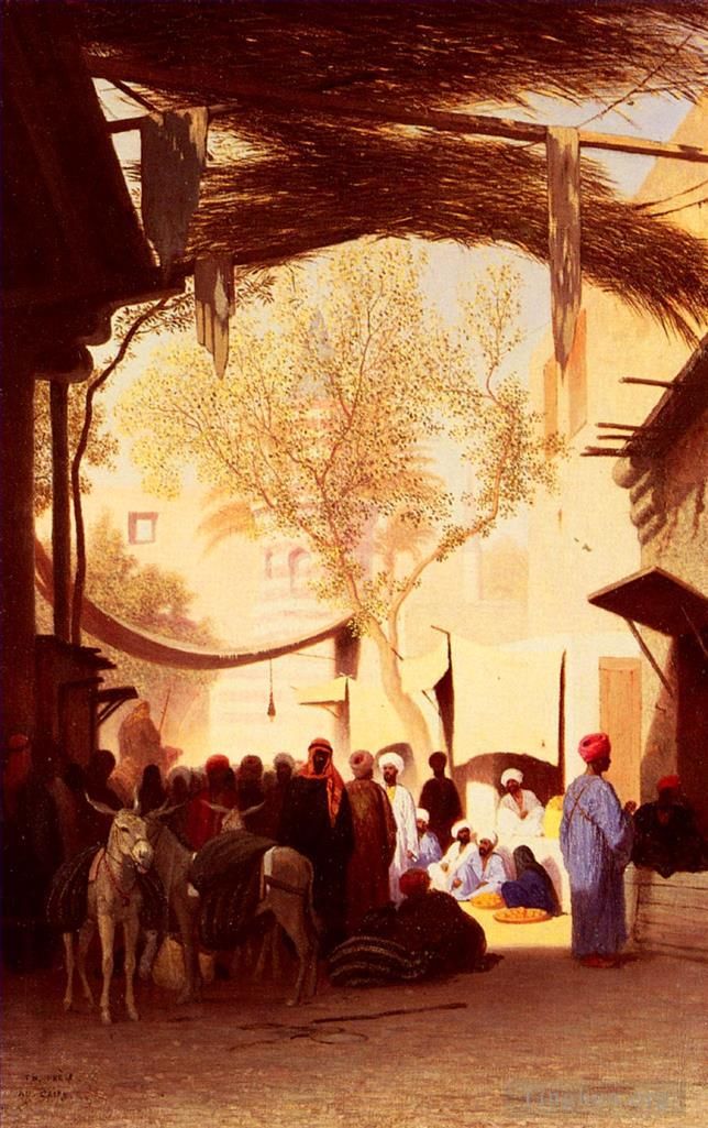 Charles-Théodore Frère Oil Painting - A Market Place Cairo