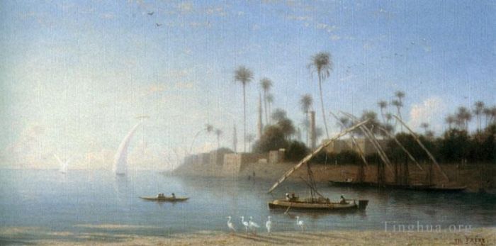 Charles-Théodore Frère Oil Painting - A View of Beni Souef Egypt