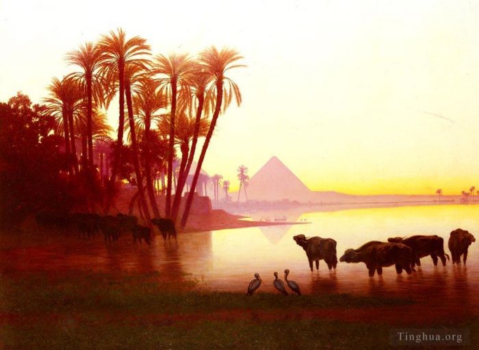 Charles-Théodore Frère Oil Painting - Along The Nile scenery Charles Theodore Frere