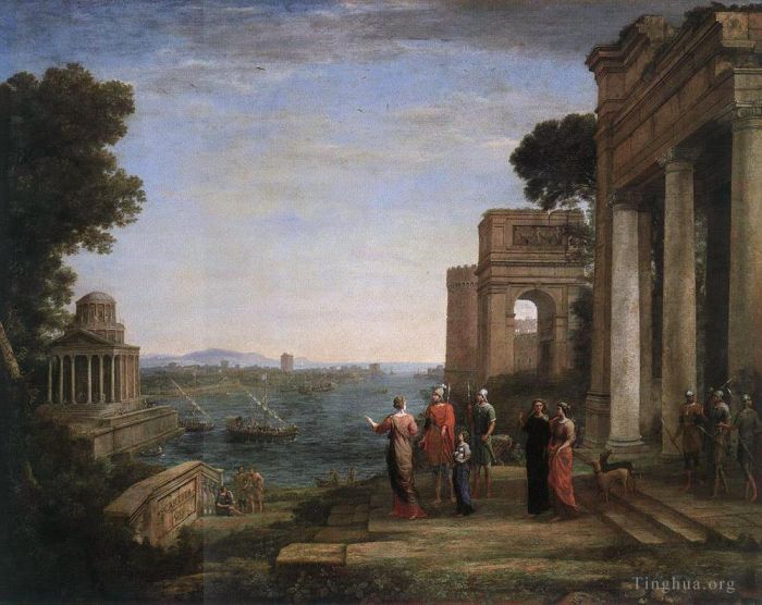 Claude Lorrain Oil Painting - Aeneas Farewell to Dido in Carthago