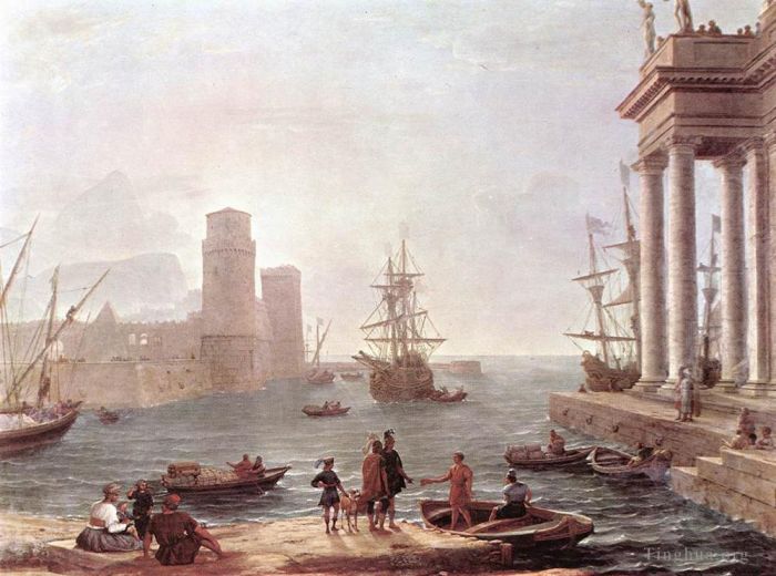 Claude Lorrain Oil Painting - Departure of Ulysses from the Land of the Feaci