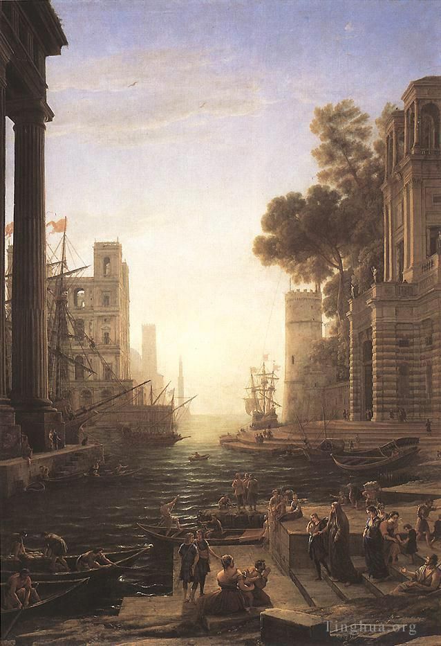 Claude Lorrain Oil Painting - The Embarkation of Saint Paula
