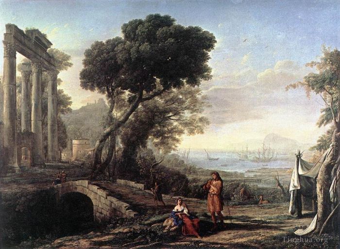 Claude Lorrain Oil Painting - Italian Coastal Landscape