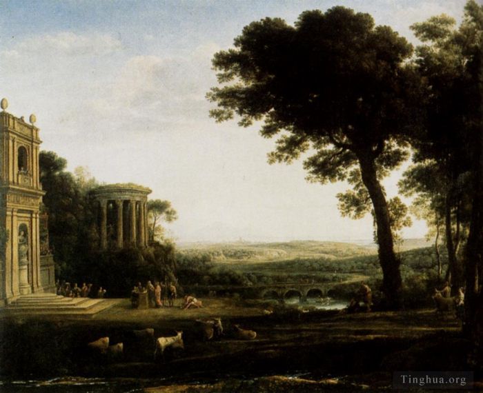 Claude Lorrain Oil Painting - Landscape With A Sacrifice To Apollo