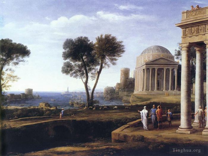 Claude Lorrain Oil Painting - Landscape with Aeneas at Delos