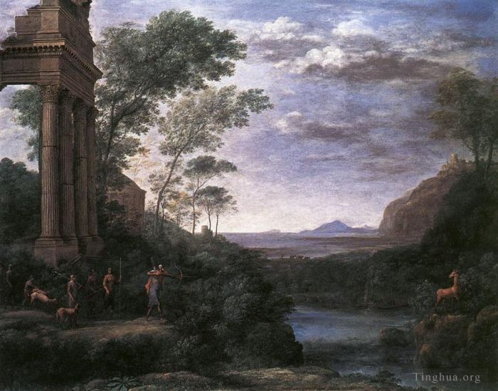 Claude Lorrain Oil Painting - Landscape with Ascanius Shooting the Stag of Sylvia