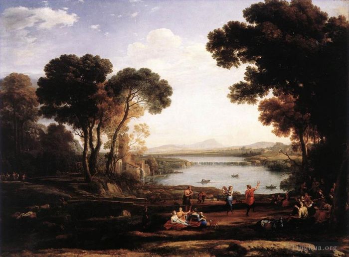 Claude Lorrain Oil Painting - The Mill (Landscape with the Marriage of Isaac and Rebekah)