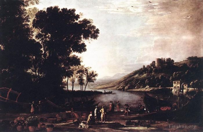 Claude Lorrain Oil Painting - Landscape with Merchants