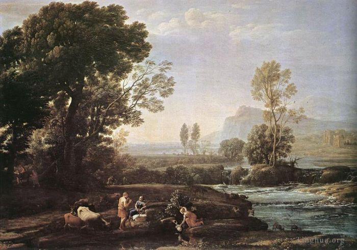 Claude Lorrain Oil Painting - Landscape with Rest in Flight to Egypt