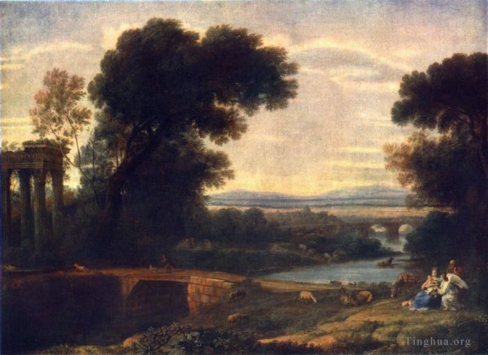 Claude Lorrain Oil Painting - Landscape with Shepherds2