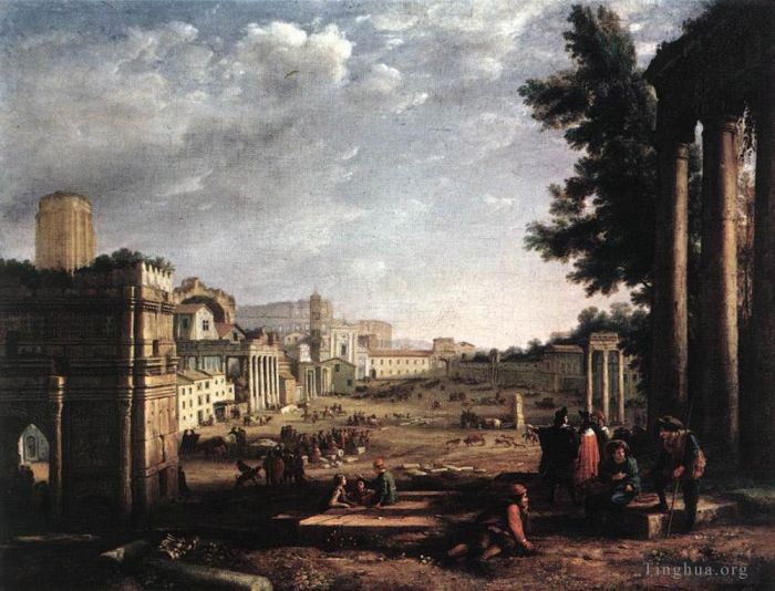 Claude Lorrain Oil Painting - The Campo Vaccino Rome