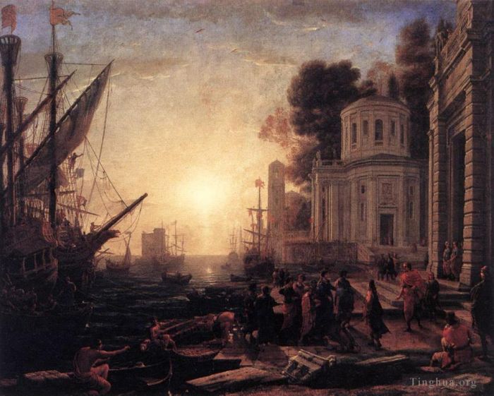Claude Lorrain Oil Painting - The Disembarkation of Cleopatra at Tarsus