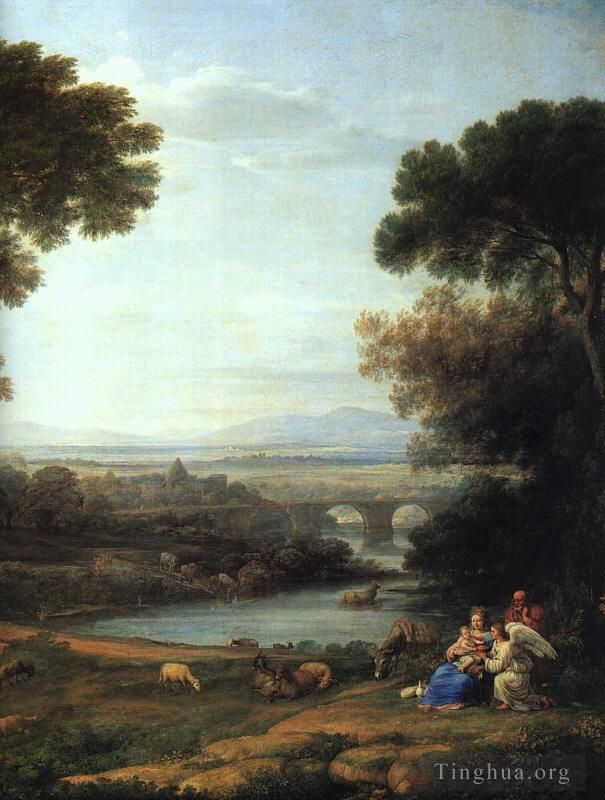 Claude Lorrain Oil Painting - The Rest on the Flight into Egypt detail