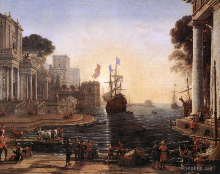 Claude Lorrain Oil Painting - Ulysses Returns Chryseis to her Father