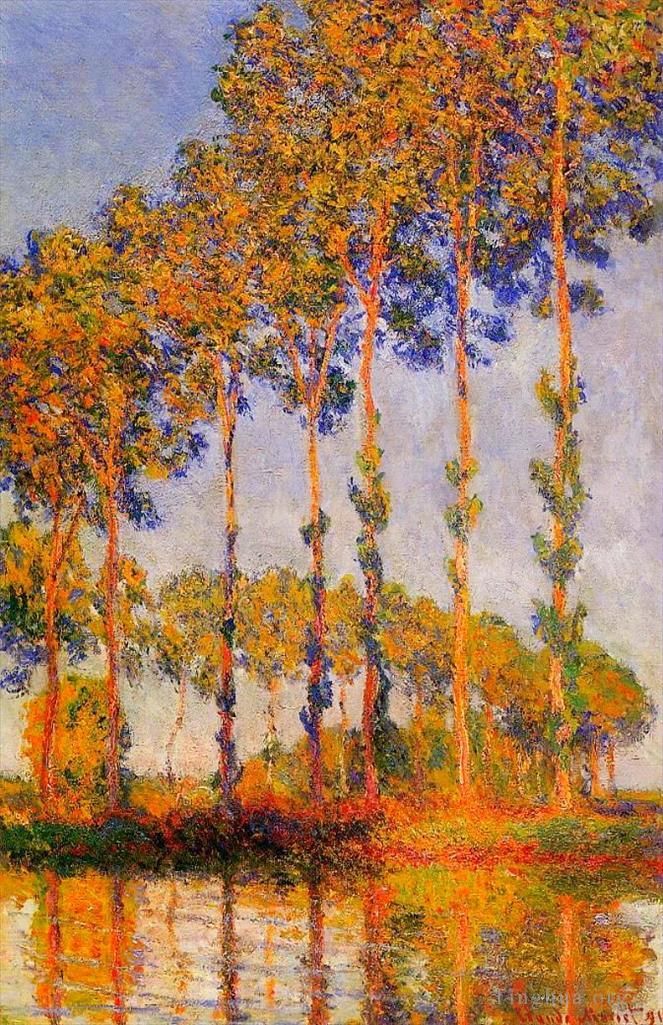 Claude Monet Oil Painting - A Row of Poplars
