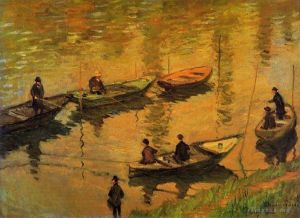 Artist Claude Monet's Work - Anglers on the Seine at Poissy