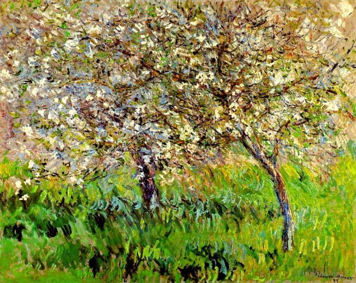 Claude Monet Oil Painting - Apple Trees in Bloom at Giverny