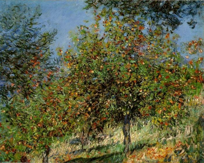 Claude Monet Oil Painting - Apple Trees on the Chantemesle Hill