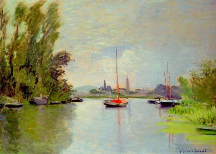 Claude Monet Oil Painting - Argenteuil Seen from the Small Arm of the Seine