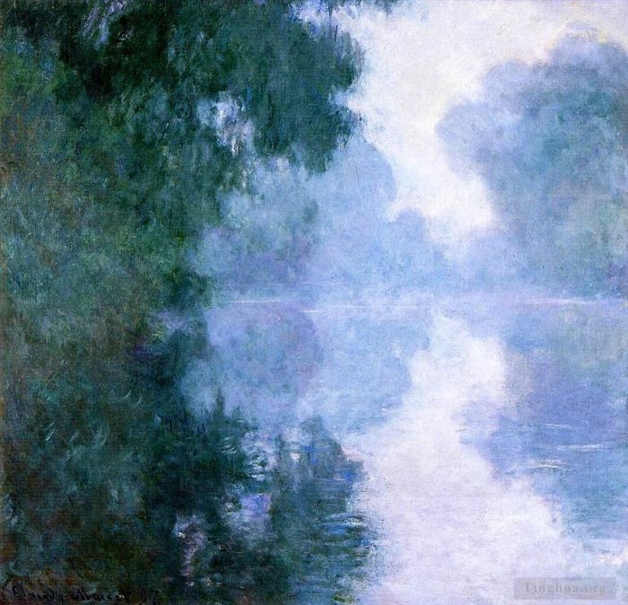 Claude Monet Oil Painting - Arm of the Seine near Giverny at sunrise