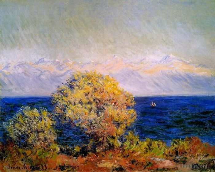 Claude Monet Oil Painting - At Cap d Antibes Mistral Wind