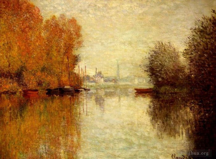 Claude Monet Oil Painting - Autumn on the Seine at Argenteuil