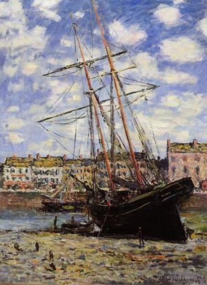 Artist Claude Monet's Work - Boat at Low Tide at Fecamp