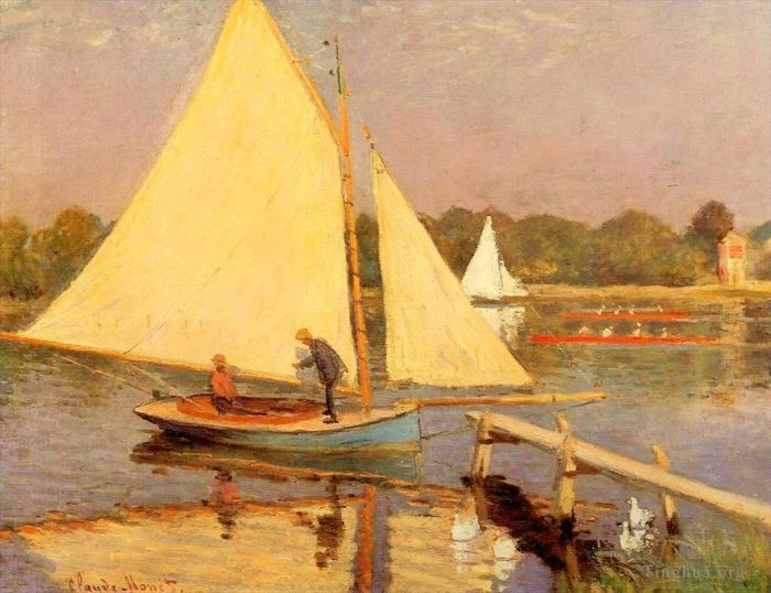 Claude Monet Oil Painting - Boaters at Argenteuil
