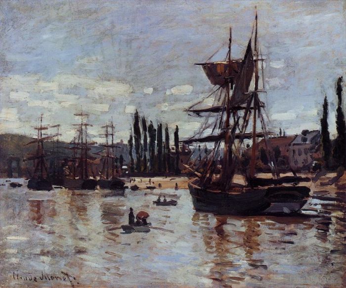 Claude Monet Oil Painting - Boats at Rouen