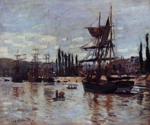 Artist Claude Monet's Work - Boats at Rouen