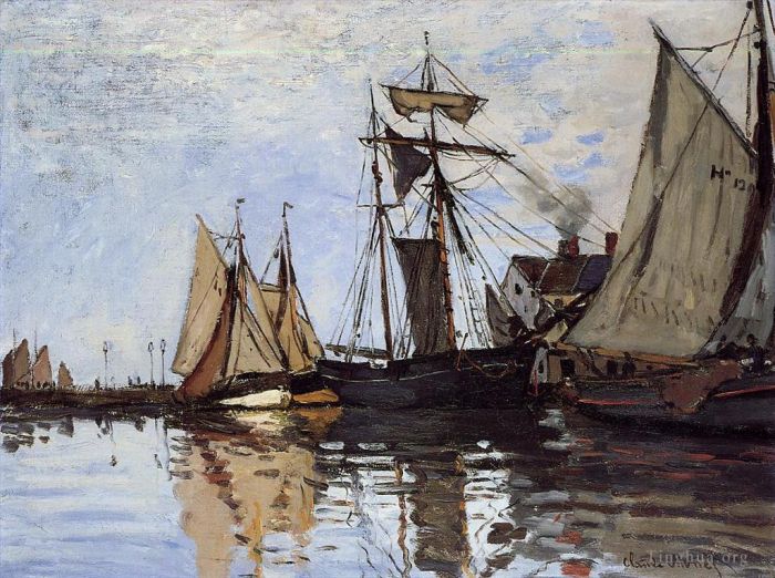Claude Monet Oil Painting - Boats in the Port of Honfleur