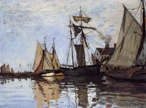 Artist Claude Monet's Work - Boats in the Port of Honfleur