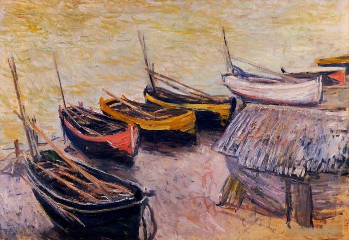 Claude Monet Oil Painting - Boats on the Beach
