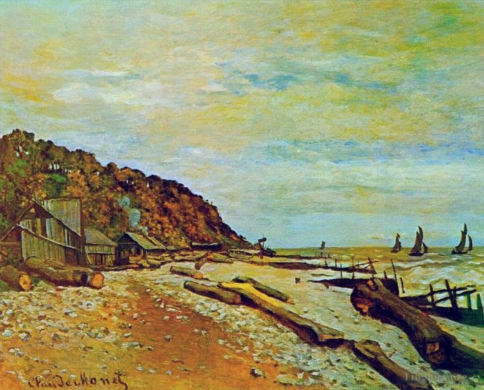 Claude Monet Oil Painting - Boatyard near Honfleur