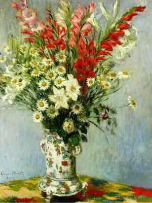 Artist Claude Monet's Work - Bouquet of Gadiolas Lilies and Dasies