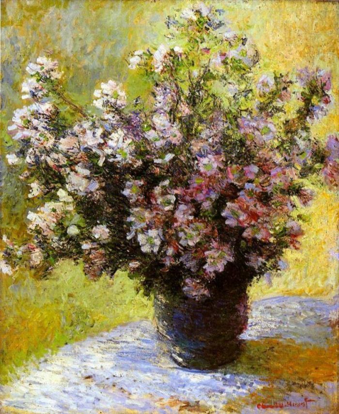 Claude Monet Oil Painting - Bouquet of Mallows