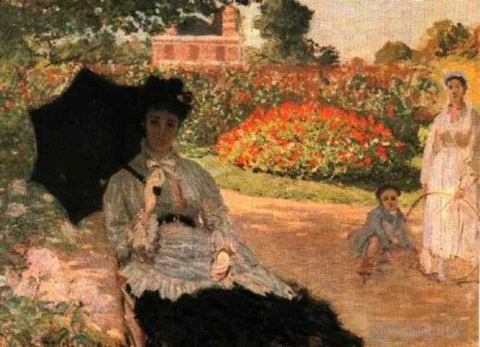 Claude Monet Oil Painting - Camille in the Garden with Jean and His Nanny